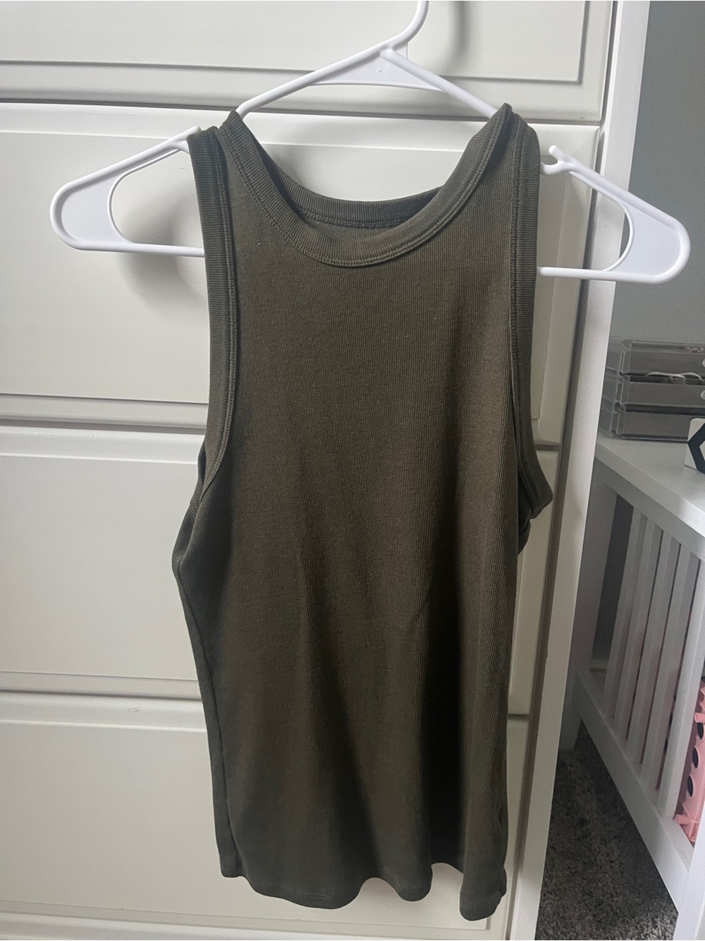 a new day Olive Green Ribbed Tank Top